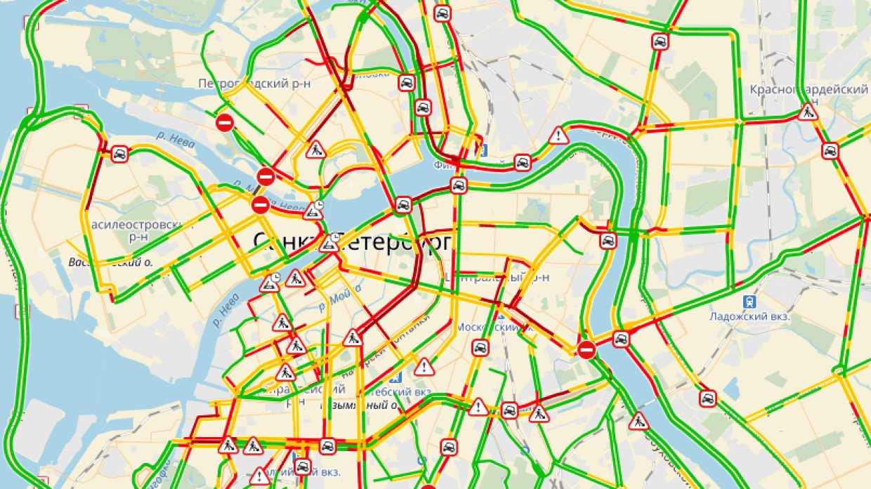 Карта с пробками санкт петербург