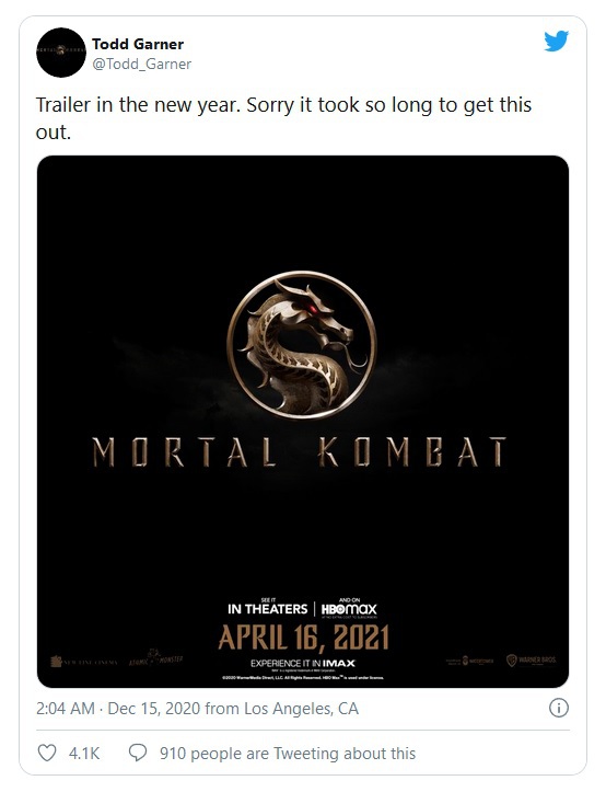 Объявлена новая дата выпуска новой экранизации Mortal Kombat