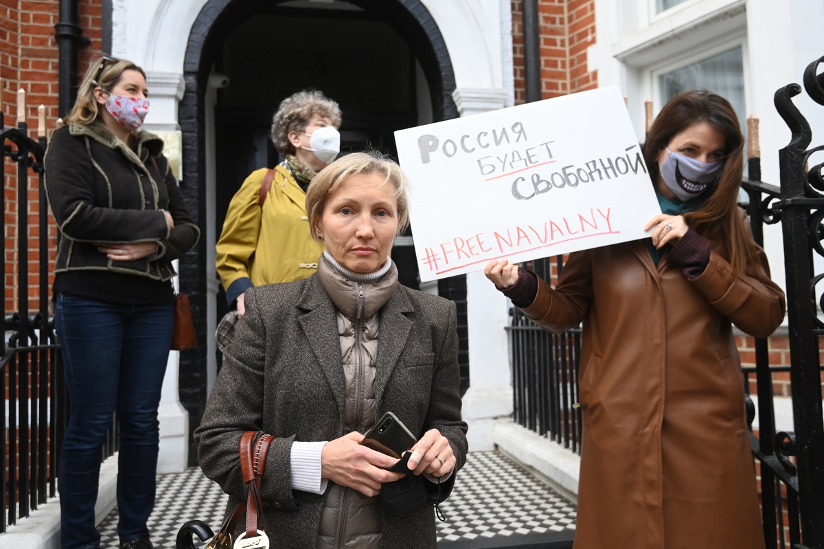 Вдова экс-сотрудника ФСБ Александра Литвиненко Марина на акции в поддержку Алексея Навального у здания посольства РФ в Лондоне Вдова экс-сотрудника ФСБ Александра Литвиненко Марина на акции в поддержку Алексея Навального у здания посольства РФ в Лондоне